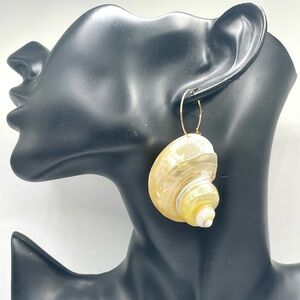Anthro Gold Shell Hoop Earrings